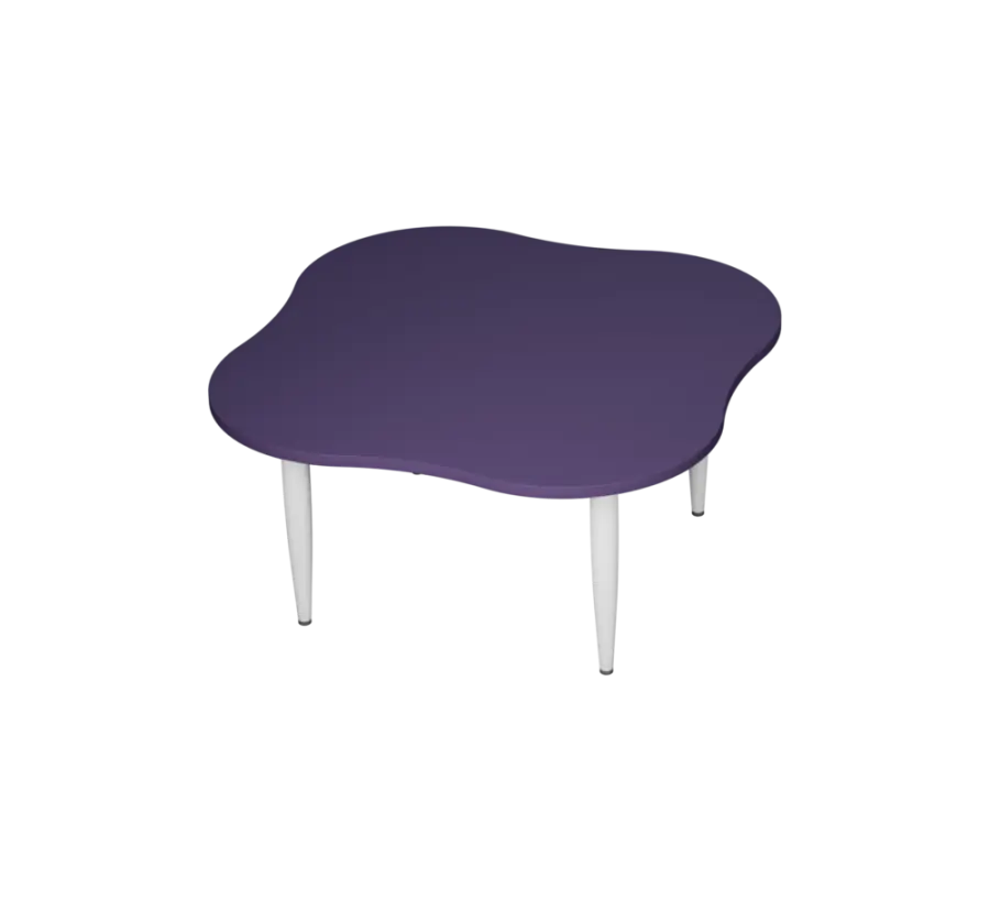PLAYFORM 25 modulární hravé stoly, výška 520 mm, kovová podnož bílá, deska 25 mm, fialková